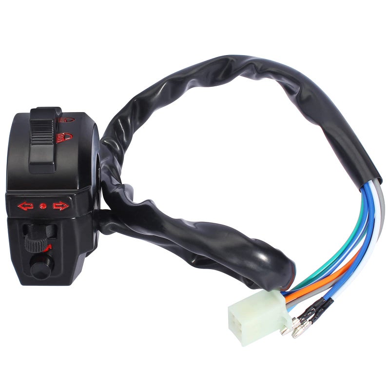 QAZAKY Universal Control Turn Signal Horn Function Head Light Low High Beam Left Switch for 7/8inch 22mm Handlebar Motorcycle Motorbike ATV Dirt Bike Scooter Suzuki Yamaha Kawasaki Kymco Polaris - Image 1